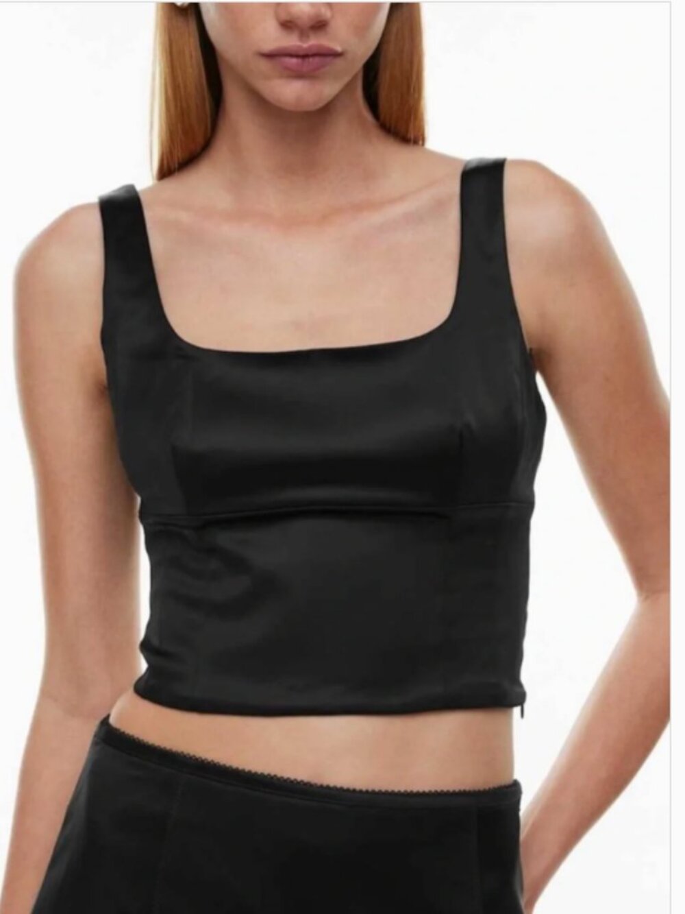 Aritzia Wilfred Shine Satin Bustier in Black Small